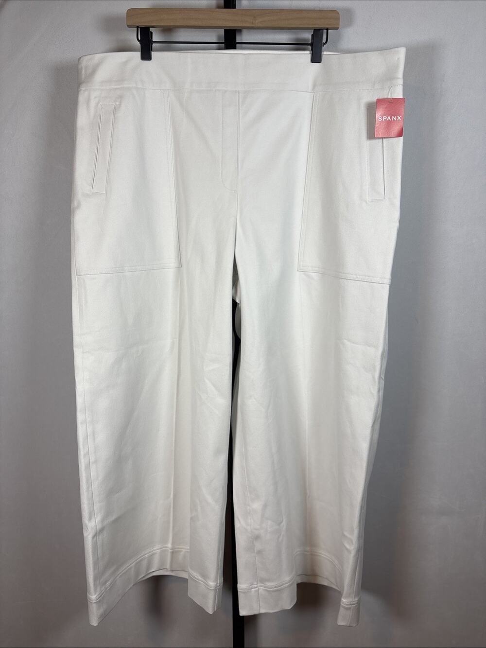 Spanx On the Go Cropped Wide Leg Pants Womens 3X White Pull On Stretch Smoothing
